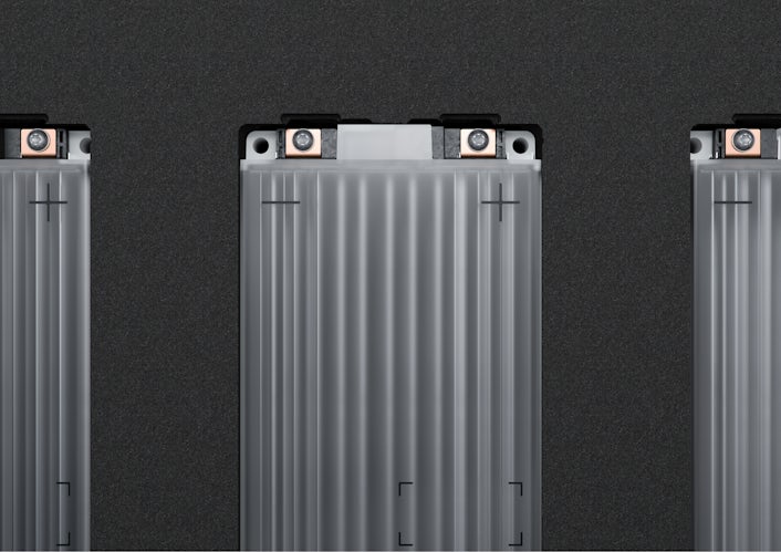 Battery module on a grey background.