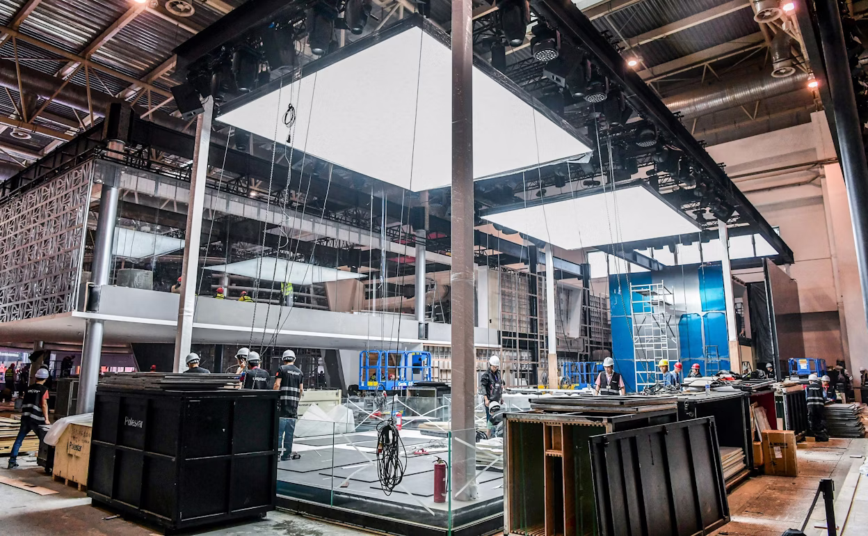 The Polestar stand under construction.