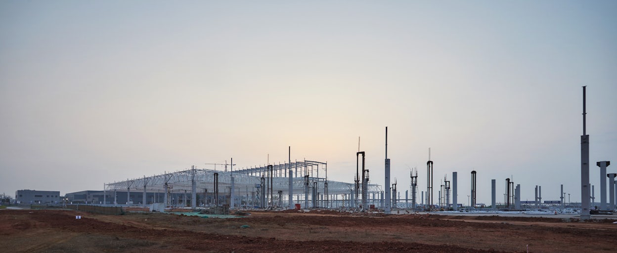 A construction site seen from a distance.