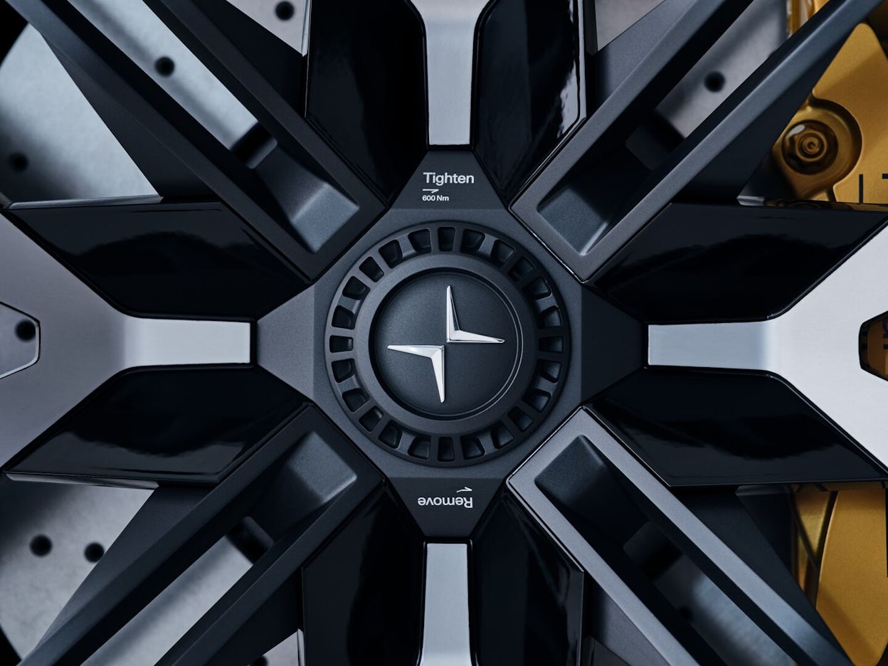 Close-up of Polestar Precept wheel.