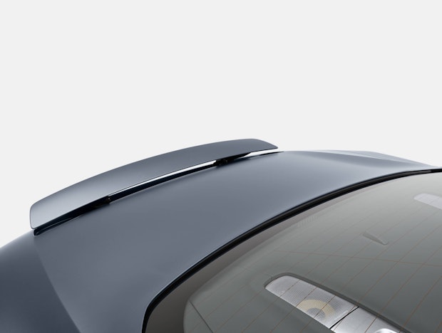 Active rear spoiler raised on a blue Polestar 1