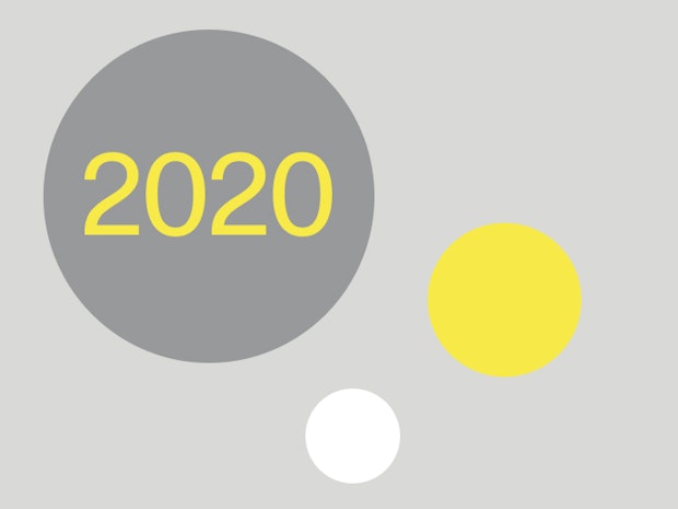 Graphic image with dots in different sizes and colors with year 2020 marked