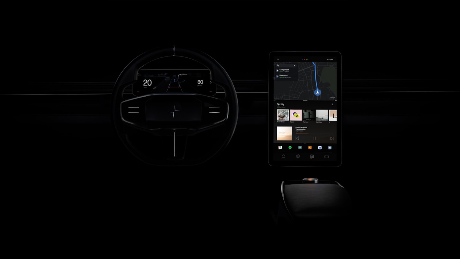 Polestar Precept steering wheel and HMI