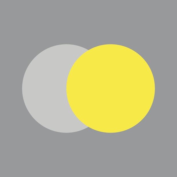 Graphic illustration of a grey and yellow circel overlapping