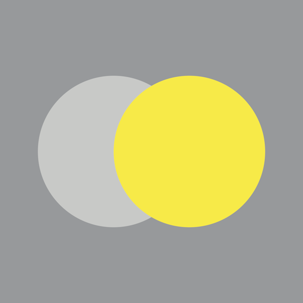 Graphic illustration of a grey and yellow circel overlapping