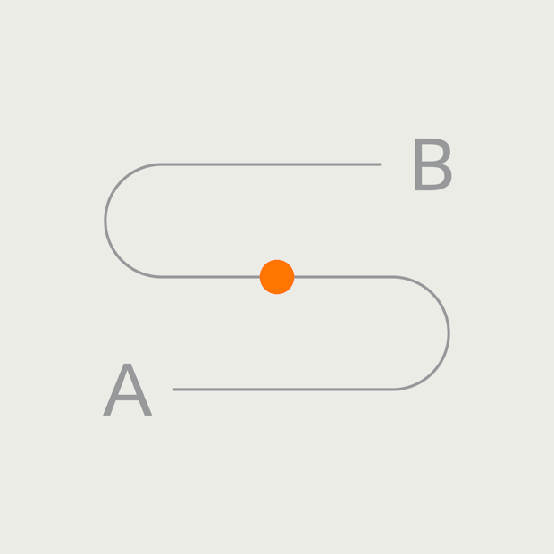 Graphic illustration of the way from point A to point B