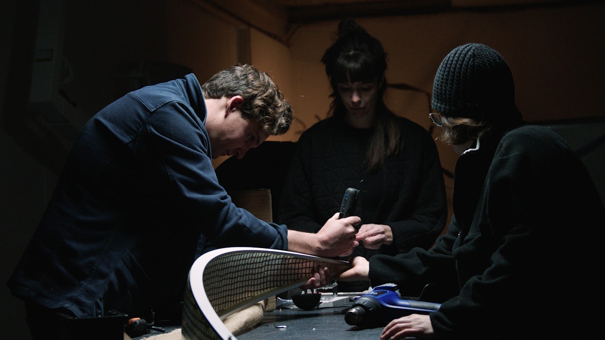 Thijs Biersteker and his team at working on the bio-composite blade of We Harvest Wind.