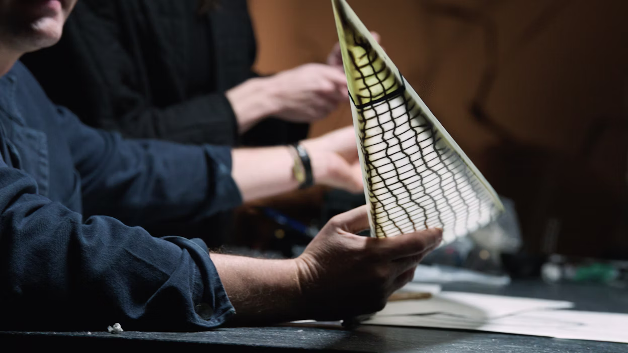 Thijs Biersteker working on his installation 'We Harvest Wind'.
