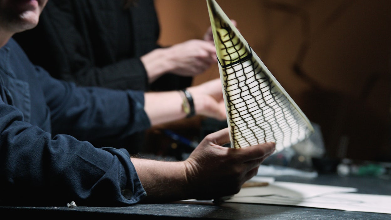 Thijs Biersteker working on his installation 'We Harvest Wind'.