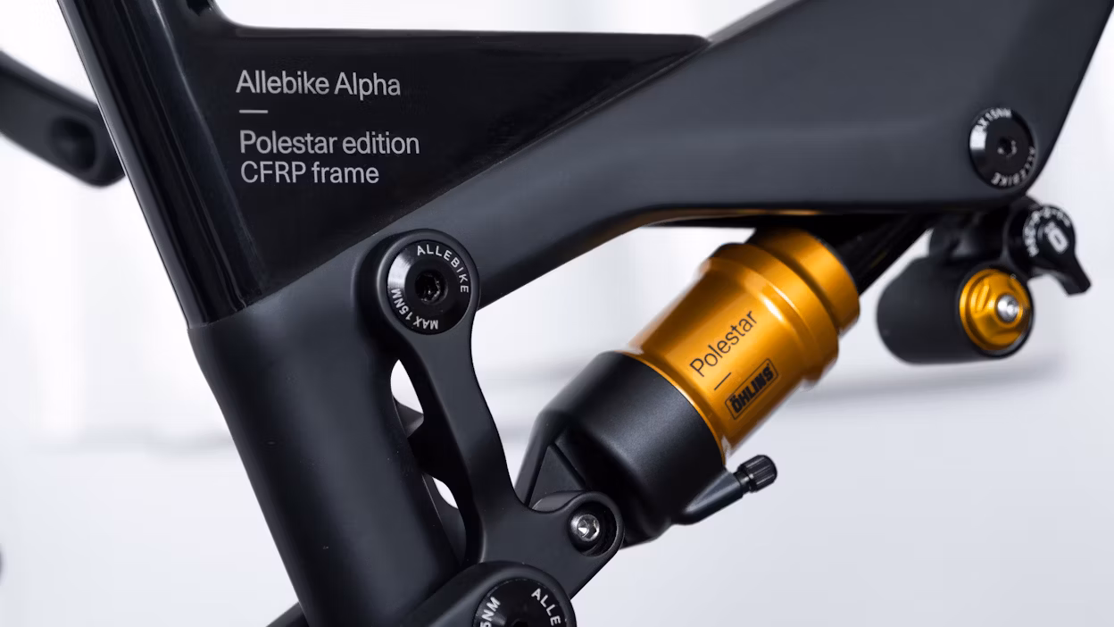 Close-up of bike frame.
