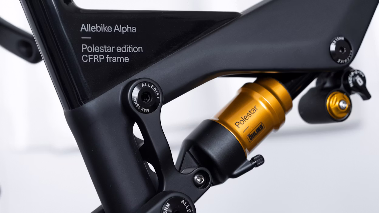 Close-up of bike frame.