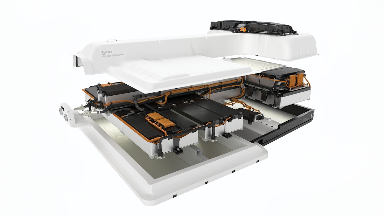 A cross-section of the Polestar EV battery.