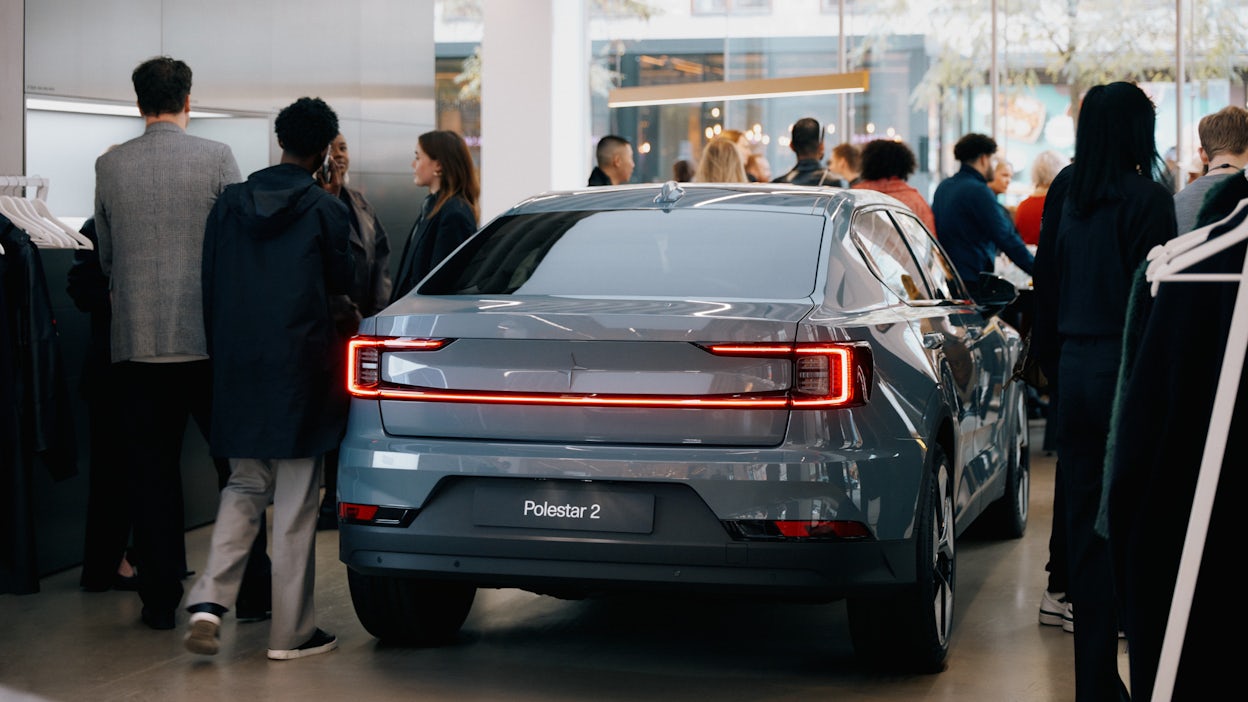 Polestar 2 and people from the fashion industry at Polestar Stockholm