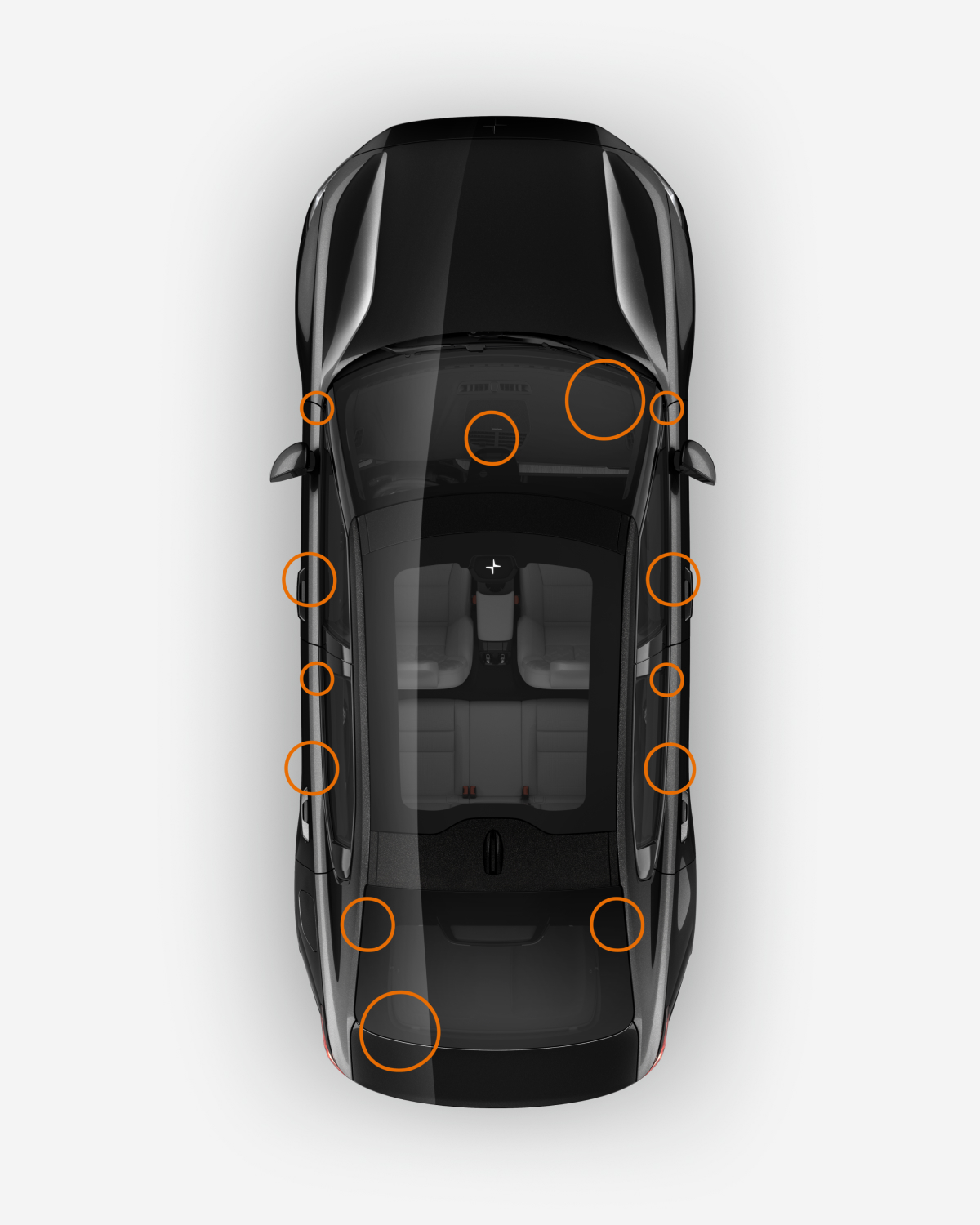 The Polestar 2 from above showing how the perfect accoustic is tuned based in the type of music playing