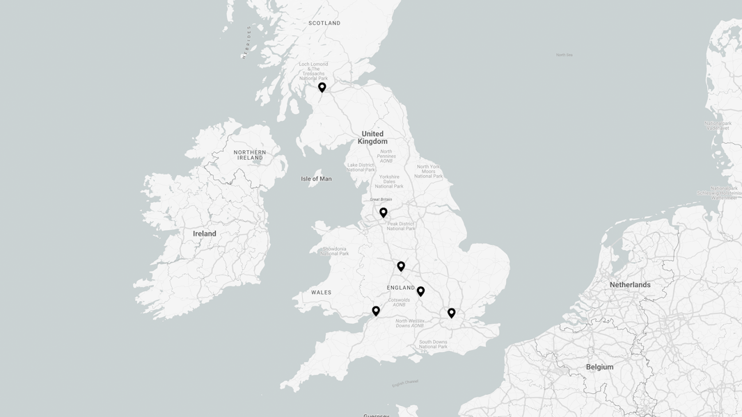 Polestar spaces locations in United Kingdom on a map