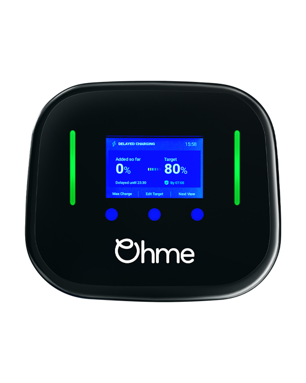The Ohme Home Pro wall charger close-up