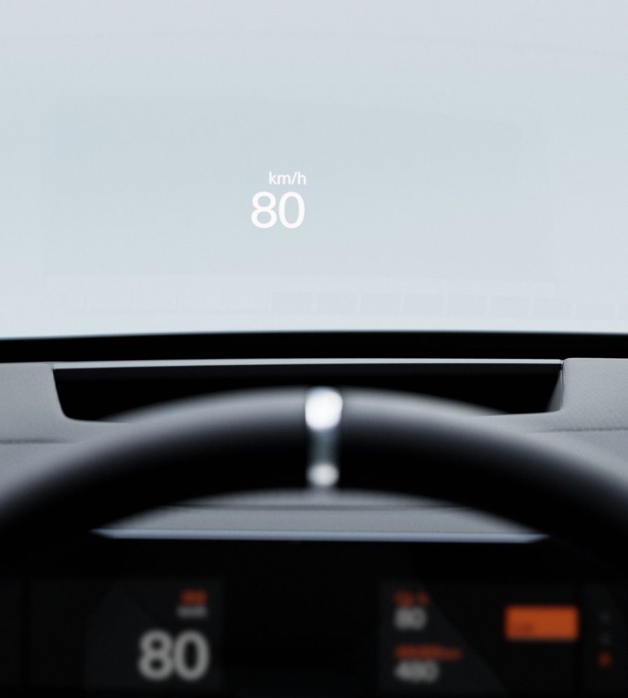 Polestar 4 Head up display showing speed