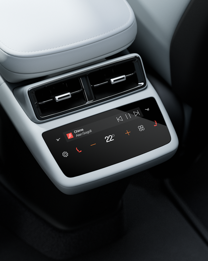 Close-up on Polestar 4 rear control screen