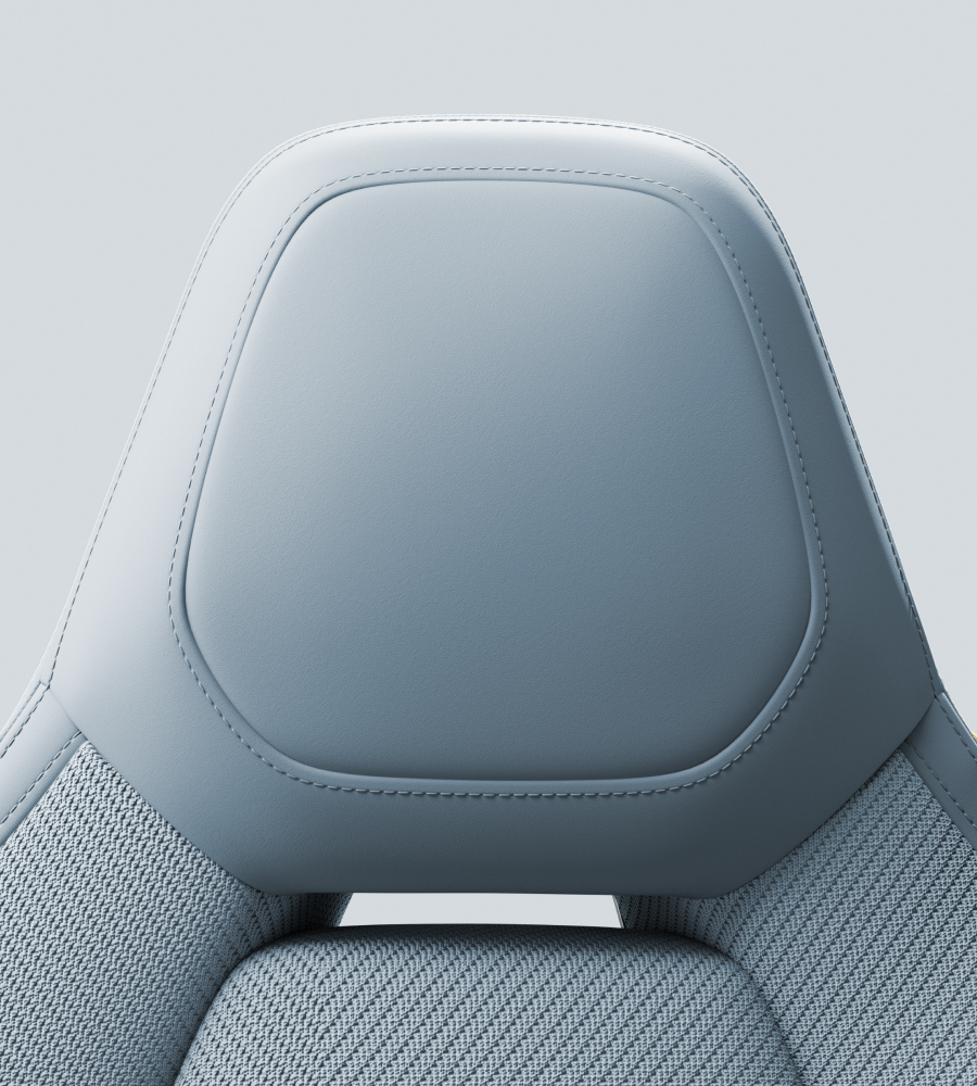 Close-up of the headrest in the material Tailored Knit