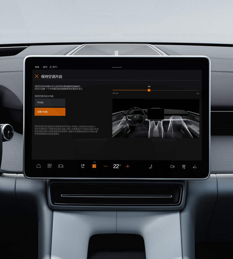 Centre display showing climate mode