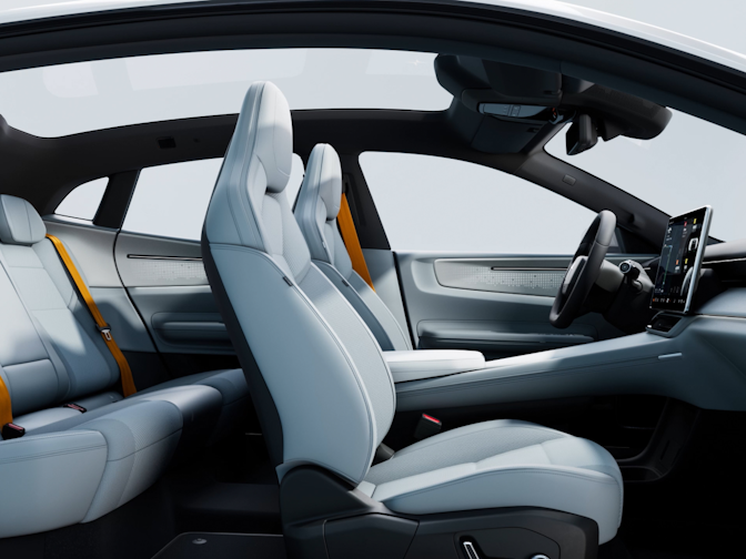 Inside Polestar 4, light upholstery