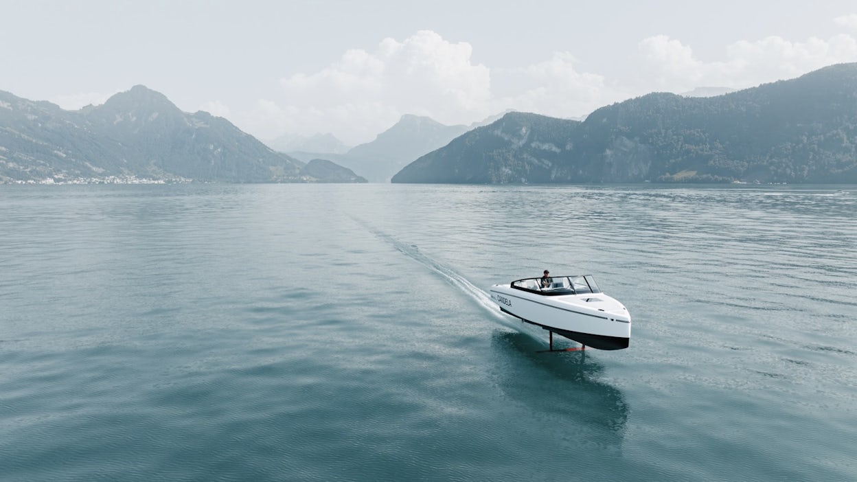 Hydrofoil boat in middle of the lake