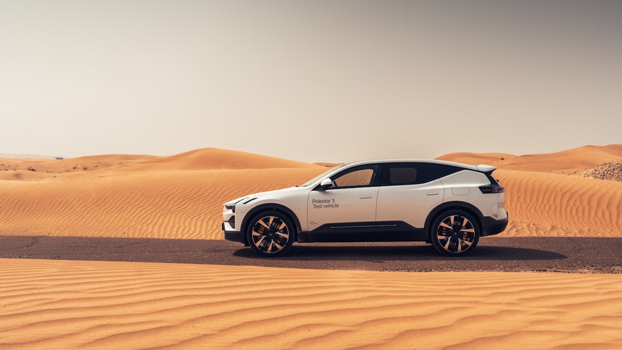 Side view of Polestar 3 in the desert