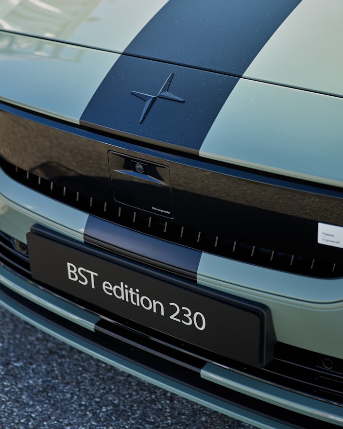 Close-up of the Polestar 2 BST edition 230's grille