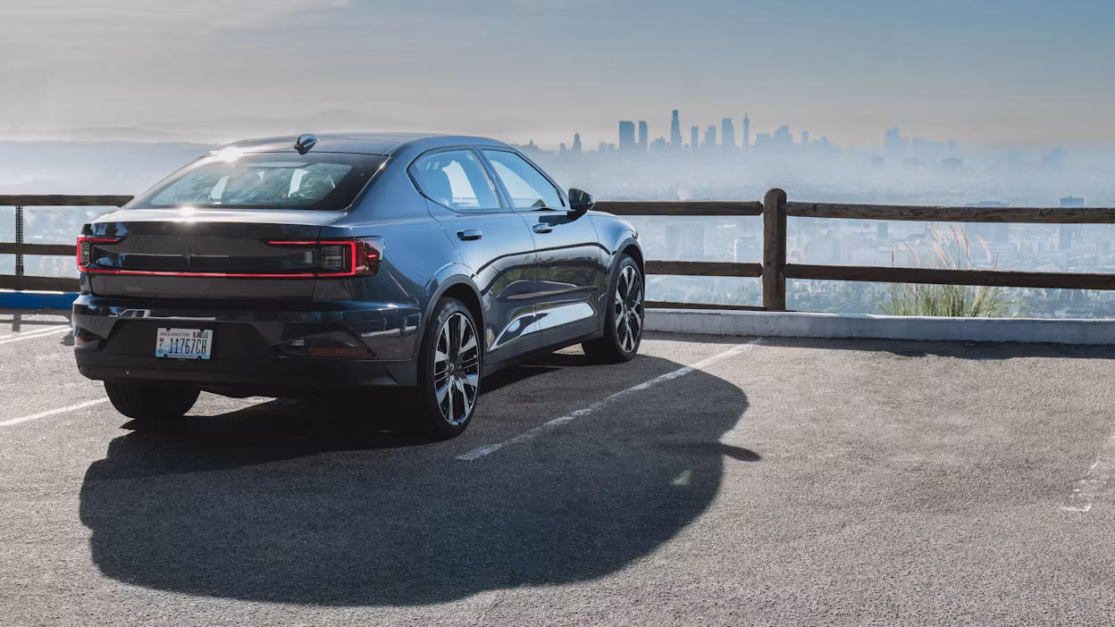 Polestar 2 overlooking the LA skyline