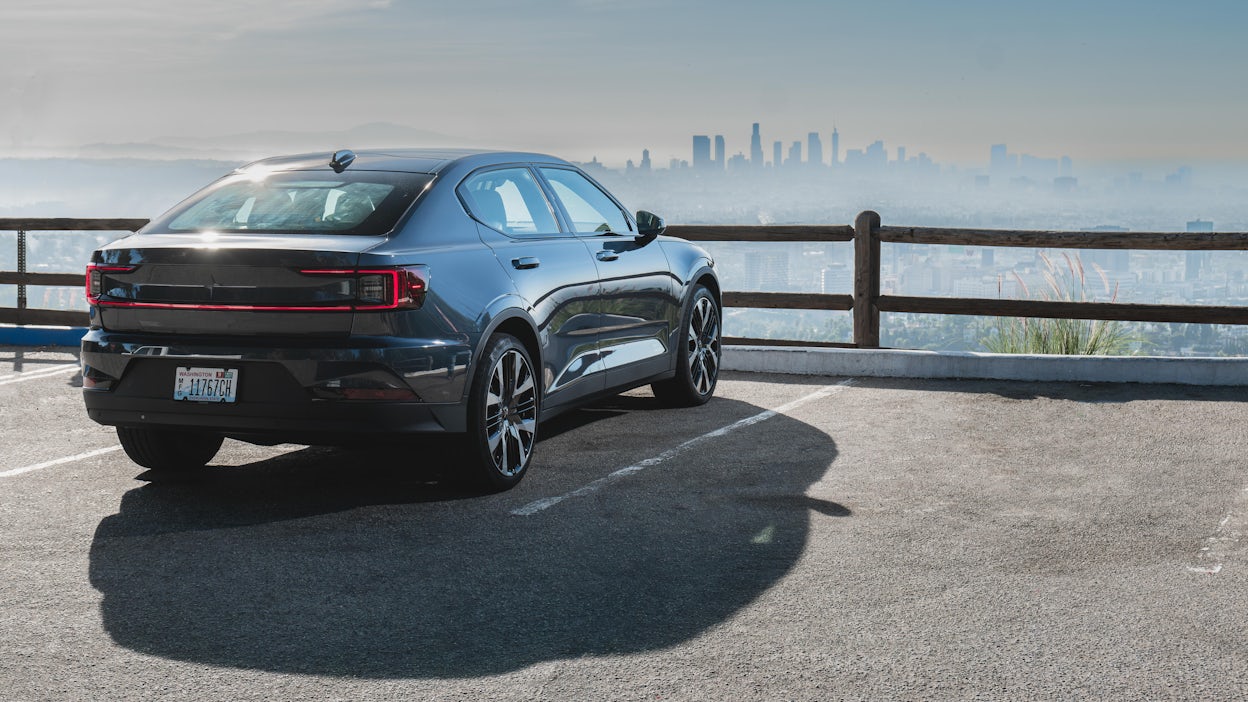 Polestar 2 overlooking the LA skyline