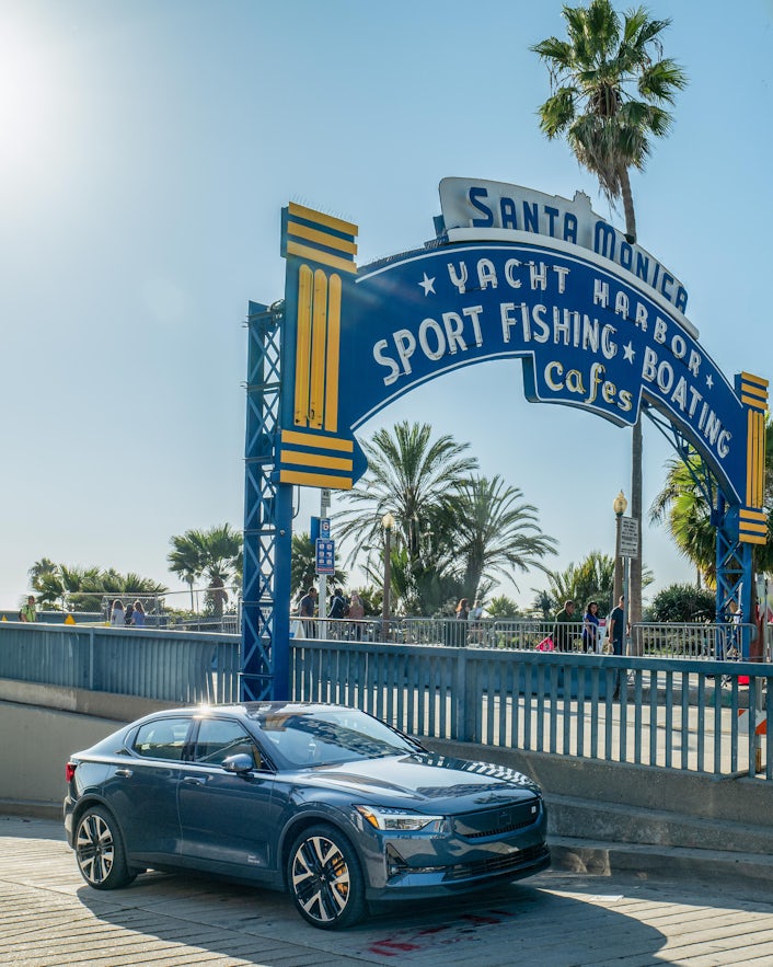 Polestar 2 at Santa Monica Beach.