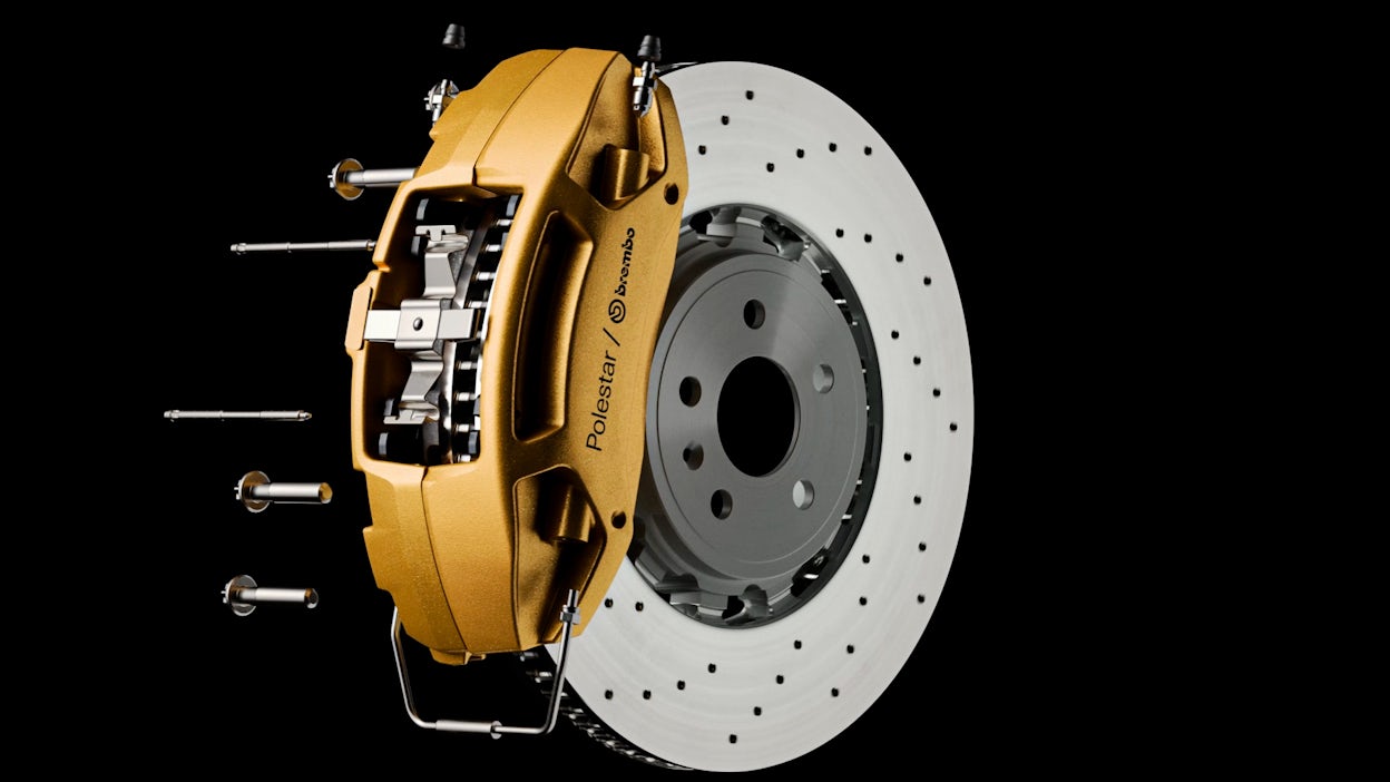 The brembo brake disassembled.