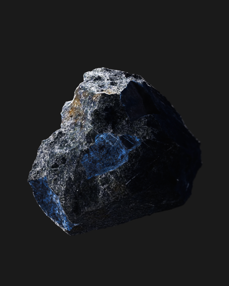Cobalt blue rock on black background.