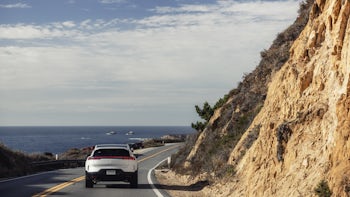 Polestar 3 rear driving down the PCH.