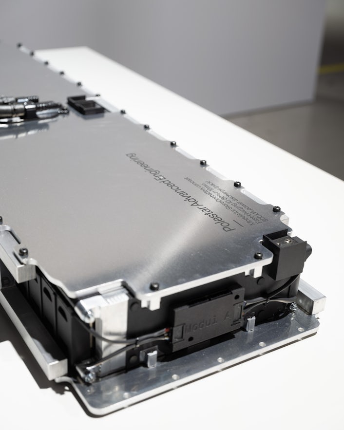 Polestar-developed battery module on display.