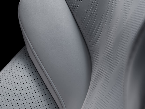 Up-close image of the leather upholstery.