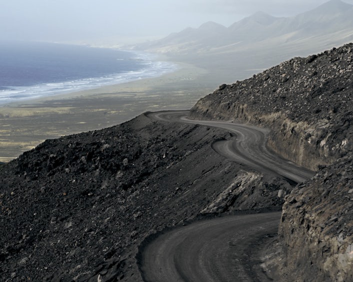 Winding coastal road in mountains