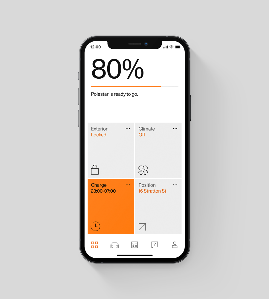 Phone screen with Polestar app interface