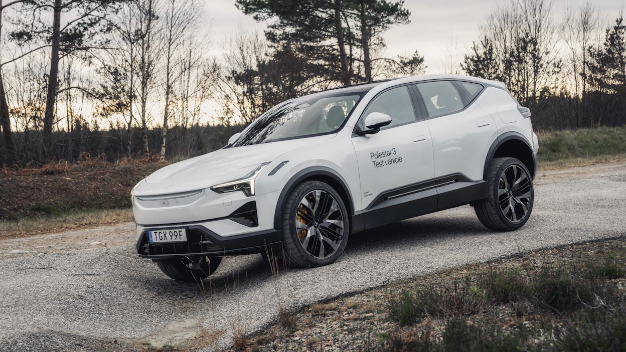 Polestar 3 prototype driving off-road.