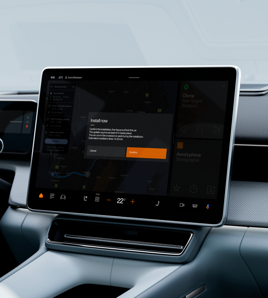 Over-the-air-updates shown on centre display in Polestar 4