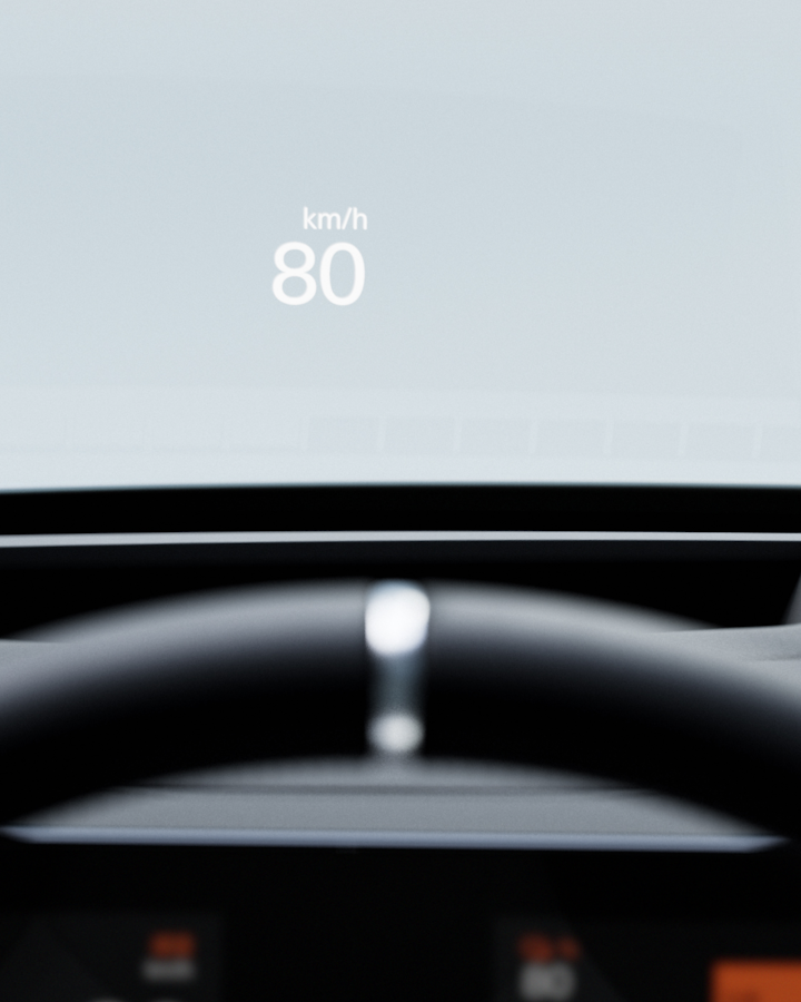 Head-up display projecting speed, traffic, and navigation information