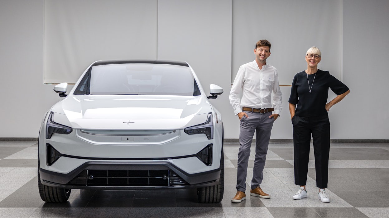 Ross Kelk and Maria Uggla next to Polestar 3