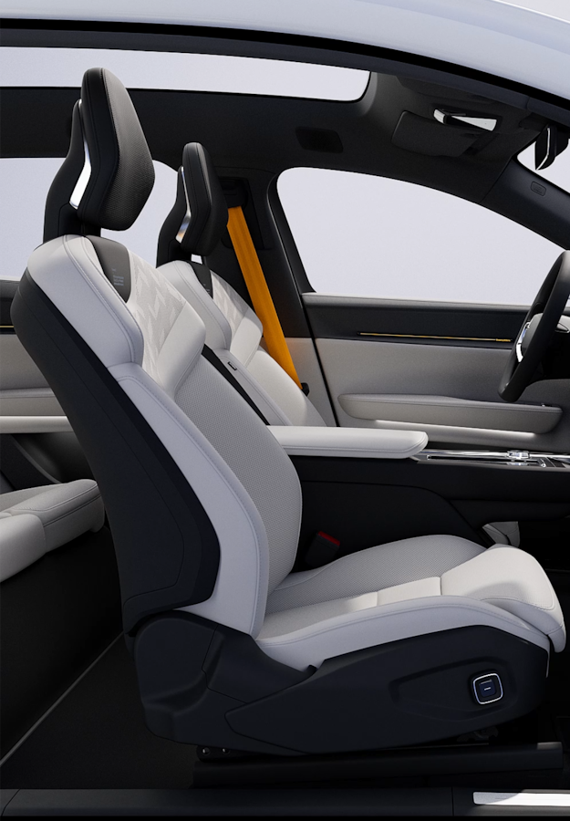 Interior of Polestar 3 showing the dashboard, centre display and passenger seats.