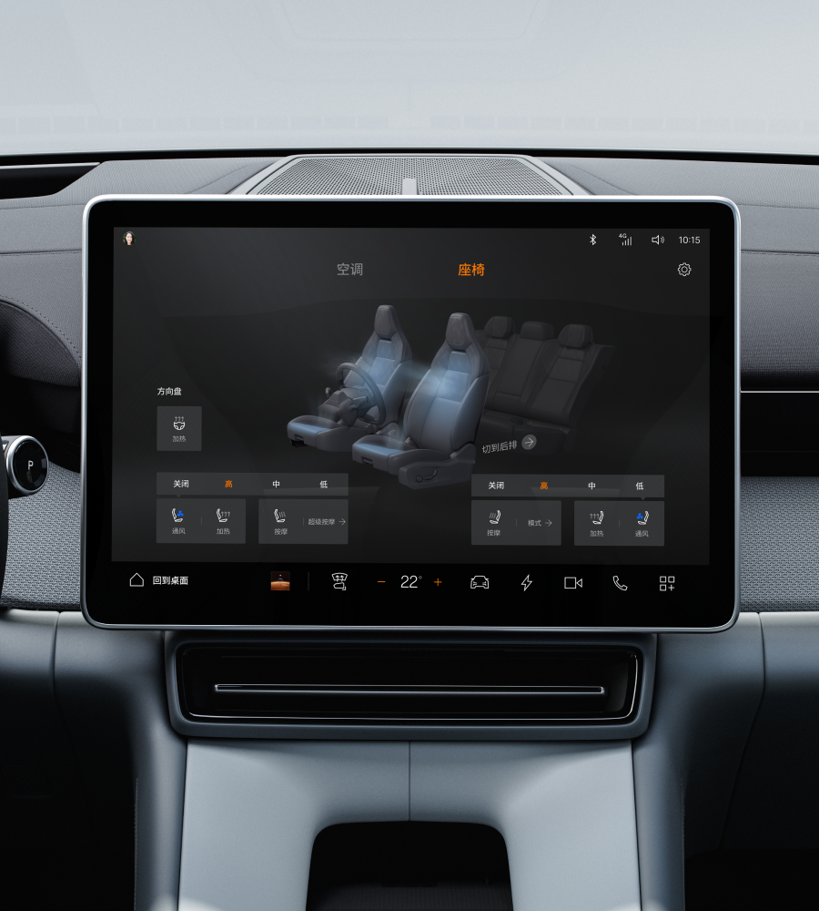 Controls for handling the ventilation via the centre display