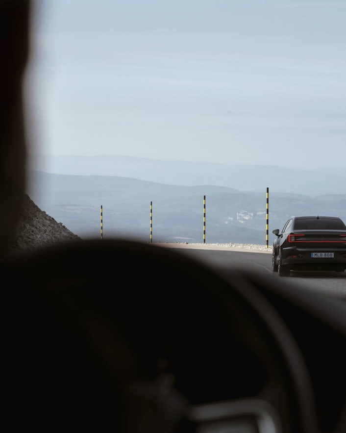 View of road from inside Polestar 2