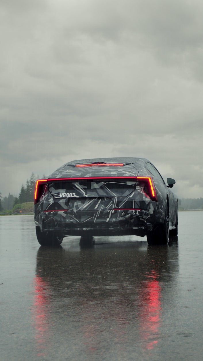 Polestar 5 on wet track