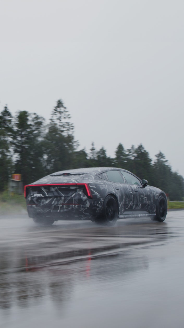 Polestar 5 on wet track