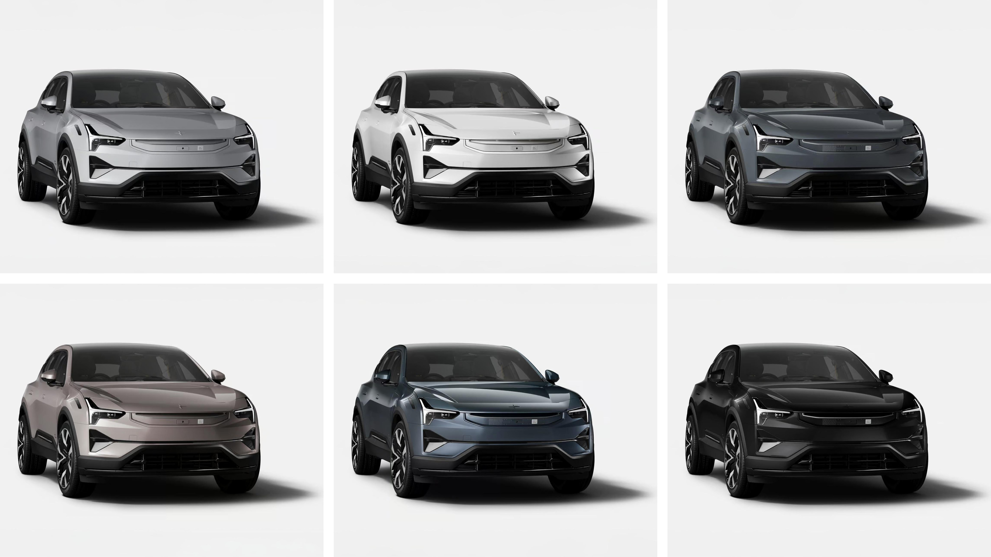Six Polestar 3's in different colours.