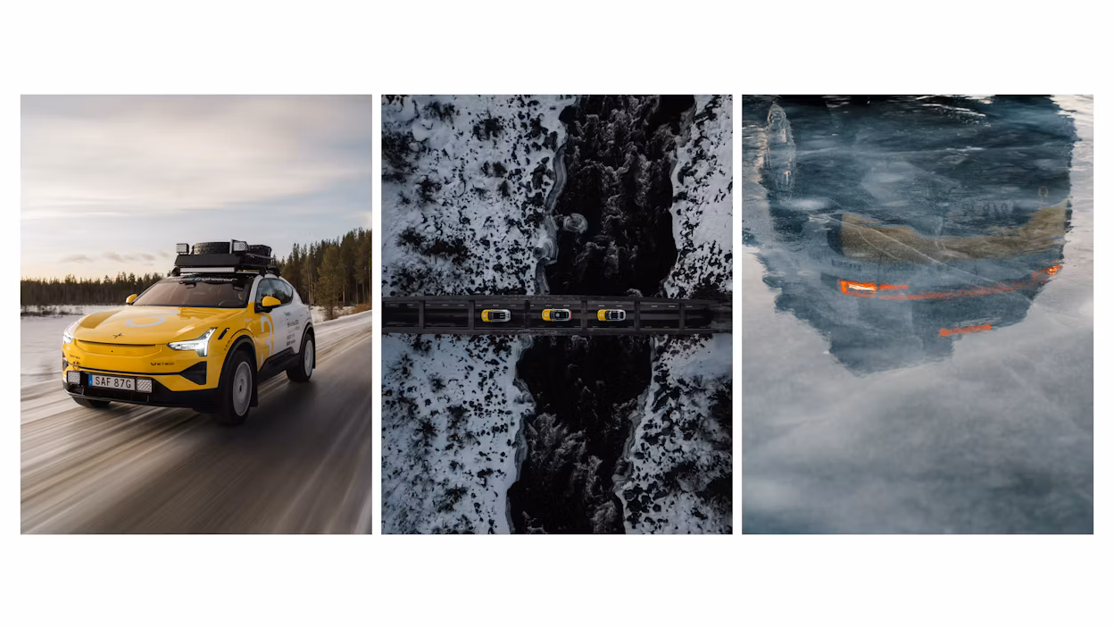 A collage of car images on roads, bridges, and lakes