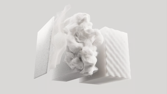 A floating render of white, plush upholstery materials used for Polestar 6’s seats.